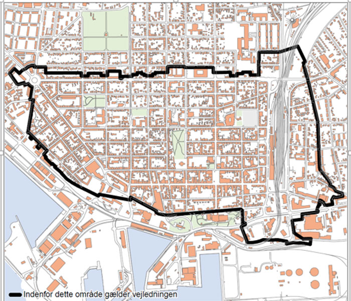 Skiltevejledning for område indre by
